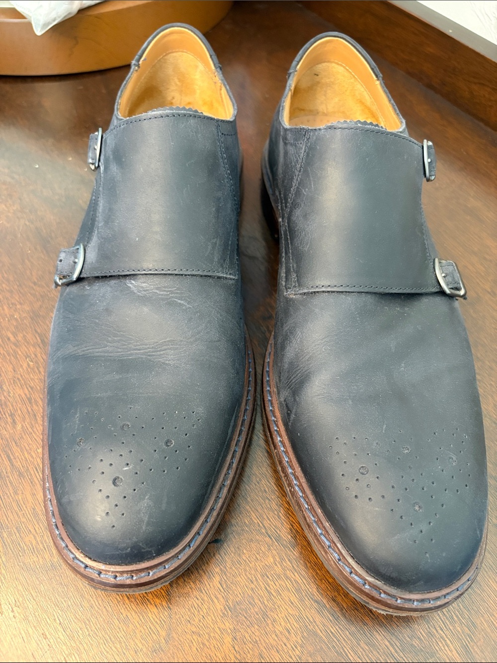 Cole Haan Black Double Monk Strap Leather Shoes